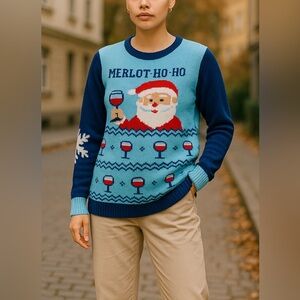 Santa wine Norther Pole NWT Christmas holiday ugly sweater unisex